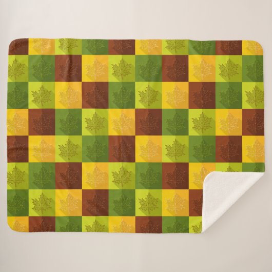 Autumn Maple Leaves, brown, Gold, green Sherpa Deken (Voorkant (horizontaal))