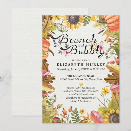 Autumn Maple Leaves Brunch & Bubble Vrijgezellenfe Kaart (Voorkant / Achterkant)