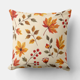 Autumn Maple Leaves & Cranberries Print Collectie Kussen
