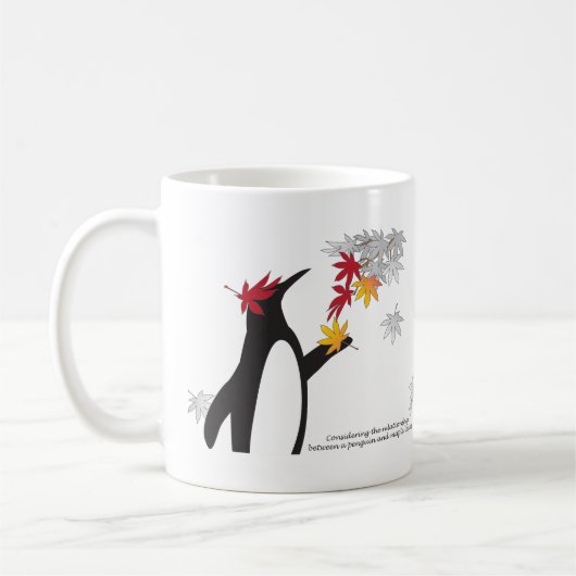 Autumn Maple Leaves en Cute Funny Penguin Koffiemok (Links)
