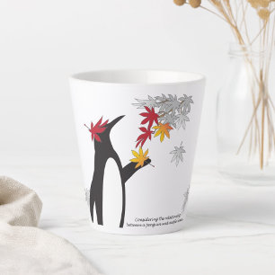 Autumn Maple Leaves en Cute Funny Penguin Latte Mok