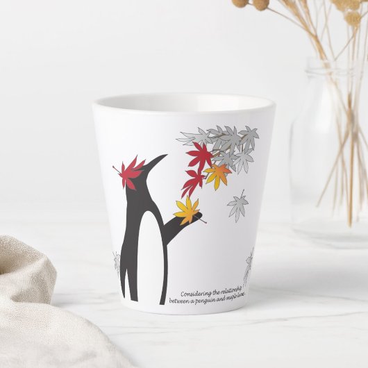 Autumn Maple Leaves en Cute Funny Penguin Latte Mok