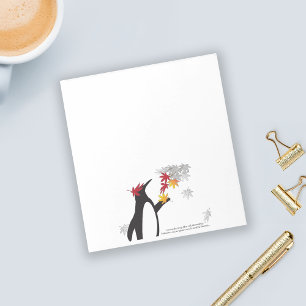 Autumn Maple Leaves en Cute Funny Penguin Notitieblok