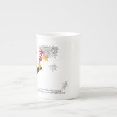 Autumn Maple Leaves en Cute Funny Penguin Porselein Kop (Voorkant)