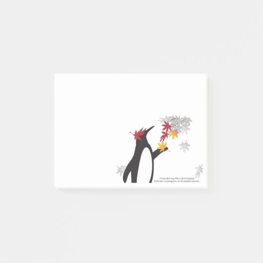 Autumn Maple Leaves en Cute Funny Penguin Post-it® Notes (Voorkant)