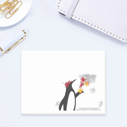 Autumn Maple Leaves en Cute Funny Penguin Post-it® Notes