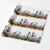 Autumn Maple Leaves en Wild Grass Silhouette Cadeaupapier (Uitgerold)