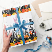 Autumn Maple Leaves en Wild Grass Silhouette Cadeaupapier