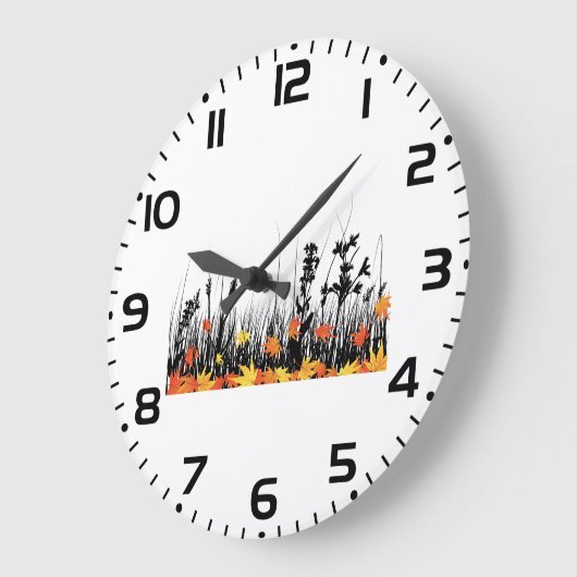 Autumn Maple Leaves en Wild Grass Silhouette Grote Klok (Hoek)