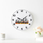 Autumn Maple Leaves en Wild Grass Silhouette Grote Klok