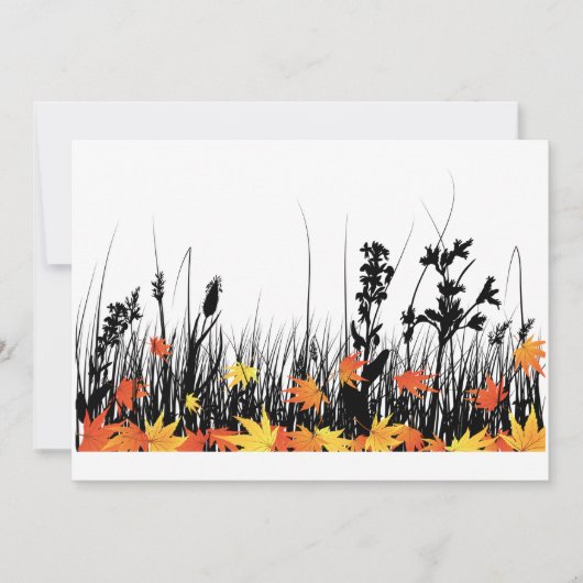 Autumn Maple Leaves en Wild Grass Silhouette Kaart (Voorkant)
