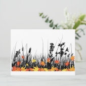 Autumn Maple Leaves en Wild Grass Silhouette Kaart (Staand voorkant)