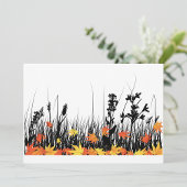 Autumn Maple Leaves en Wild Grass Silhouette Kaart