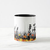 Autumn Maple Leaves en Wild Grass Silhouette Mok (Midden)