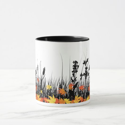 Autumn Maple Leaves en Wild Grass Silhouette Mok (Midden)
