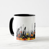 Autumn Maple Leaves en Wild Grass Silhouette Mok (Voorkant links)
