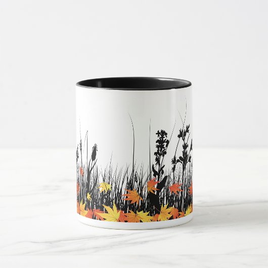 Autumn Maple Leaves en Wild Grass Silhouette Mok