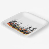 Autumn Maple Leaves en Wild Grass Silhouette Papieren Bordje (Gebogen)