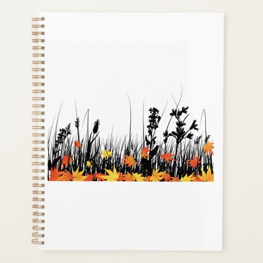 Autumn Maple Leaves en Wild Grass Silhouette Planner (Voorkant)