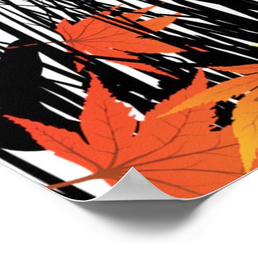 Autumn Maple Leaves en Wild Grass Silhouette Poster (Hoek)