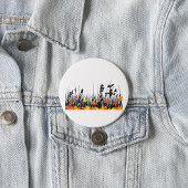 Autumn Maple Leaves en Wild Grass Silhouette Ronde Button 7,6 Cm