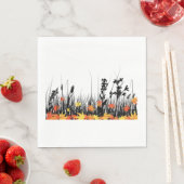 Autumn Maple Leaves en Wild Grass Silhouette Servet (Insitu)