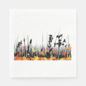 Autumn Maple Leaves en Wild Grass Silhouette Servet (Voorkant)