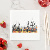 Autumn Maple Leaves en Wild Grass Silhouette Servet