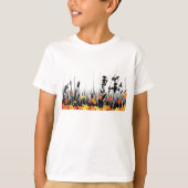 Autumn Maple Leaves en Wild Grass Silhouette T-shirt (Voorkant)