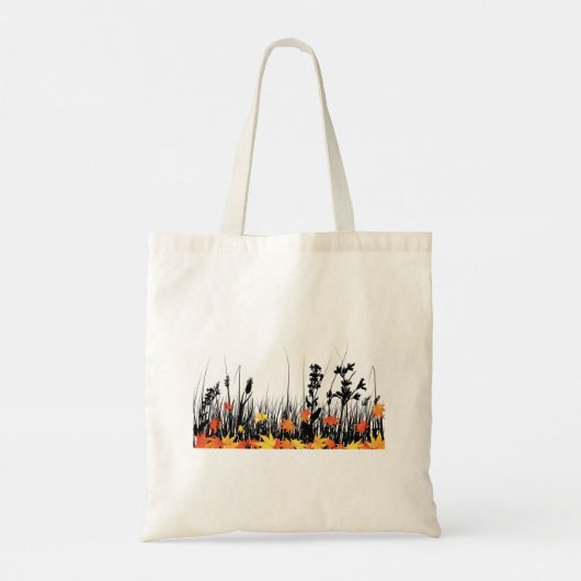 Autumn Maple Leaves en Wild Grass Silhouette Tote Bag (Achterkant)