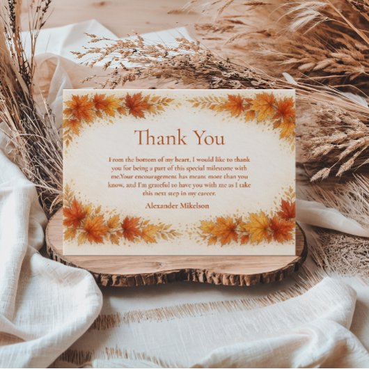 Autumn Maple Leaves Graduation Party Bedankkaart