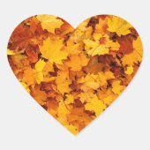 Autumn Maple Leaves Hart Sticker (Voorkant)