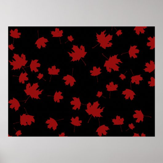 Autumn Maple Leaves op zwarte achtergrond Poster (Voorkant)