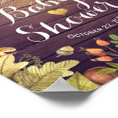 Autumn Maple Leaves & Pumpkin Baby shower Welkom Poster (Hoek)