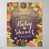 Autumn Maple Leaves & Pumpkin Baby shower Welkom Poster (Voorkant)