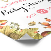 Autumn Maple Leaves & Pumpkin Baby shower Welkom Poster (Hoek)