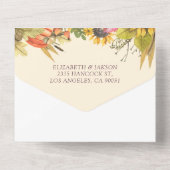 Autumn Maple Leaves Pumpkin Sunflower Weddenschap  All In One Uitnodiging (Achterkant)