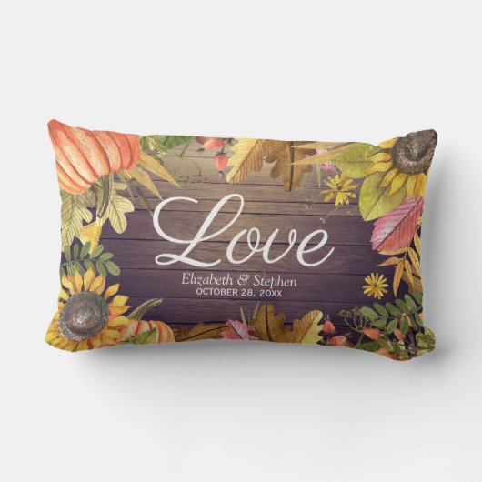 Autumn Maple Leaves Pumpkins Wood Weduwen Shower Kussen (Achterkant)