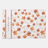 Autumn Maple Leaves & Terracotta Stripe Custom Theedoek (Horizontaal)