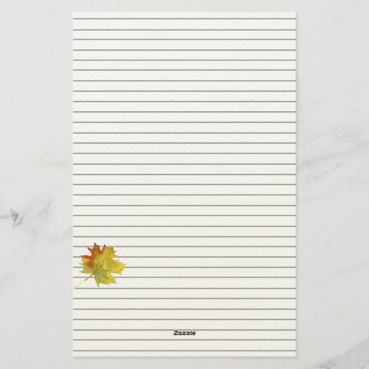 Autumn Maple Leaves Waterverf Lined Briefpapier (Achterkant)