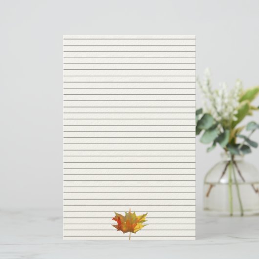 Autumn Maple Leaves Waterverf Lined Briefpapier (Staand voorkant)