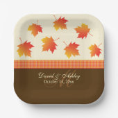 Autumn Maple Leaves Wedding Papieren Bordje (Voorkant)