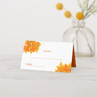 Autumn Maple Leaves Wedding Plaatskaartje