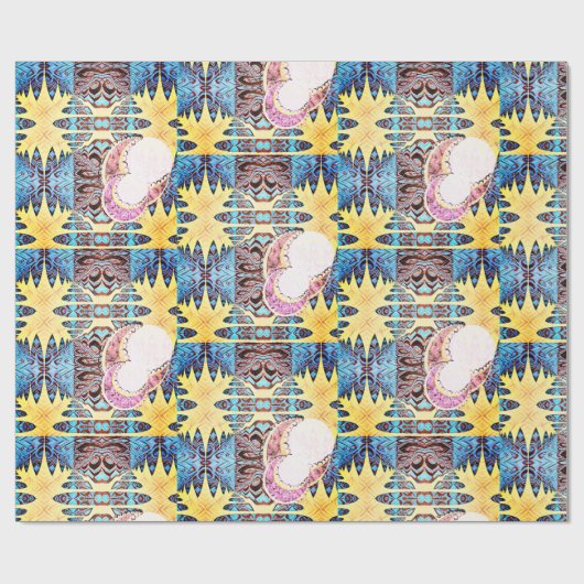 Autumn Maple Pattern and Moons Cadeaupapier (Vlak)