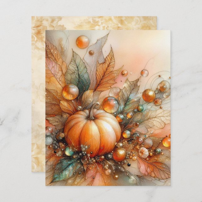 Autumn Maple Pumpkin Scrapbook Paper (Voorkant / Achterkant)