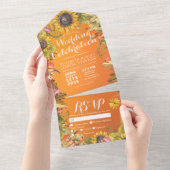 Autumn Maple Pumpkins Oranje Gradient Wedding RSVP All In One Uitnodiging (Afscheurbaar)