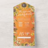 Autumn Maple Pumpkins Oranje Gradient Wedding RSVP All In One Uitnodiging (Binnen)