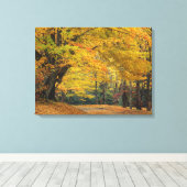 Autumn maple tree overhangend land lane, canvas afdruk (Insitu (Houten vloer))