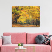 Autumn maple tree overhangend land lane, canvas afdruk (Insitu (Woonkamer))