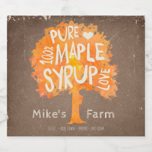 Autumn Maple Tree stroop flesetiket Likeurfles Etiket (Enkel label)